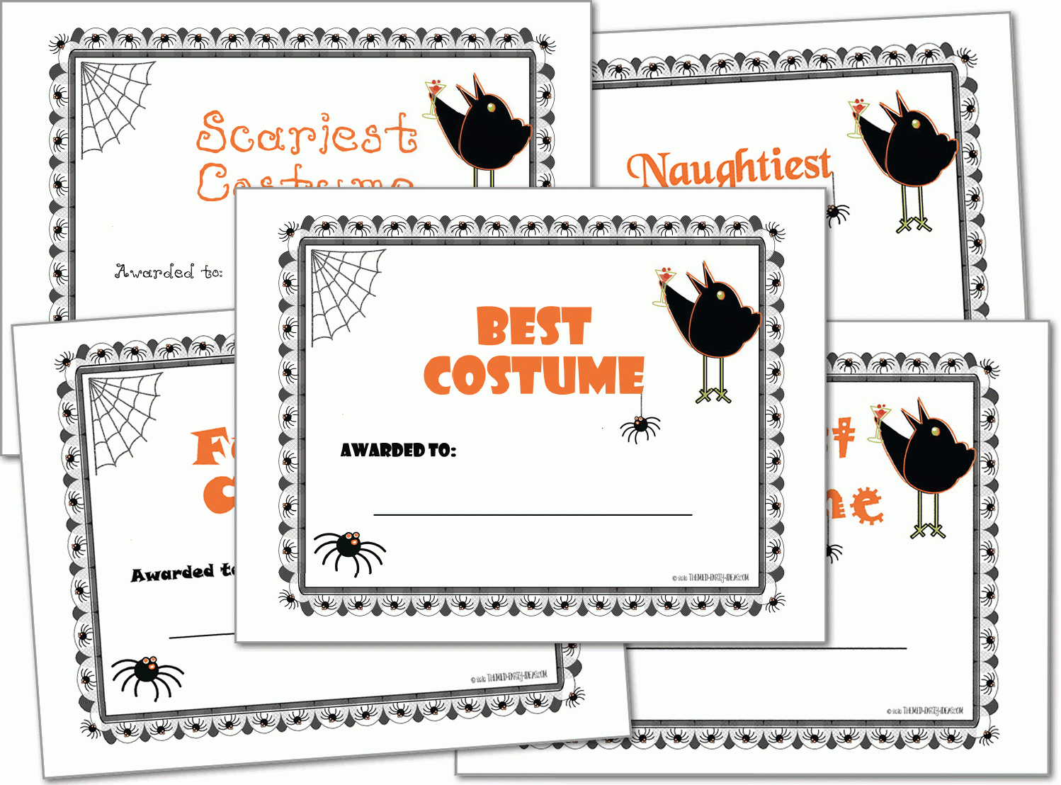 Halloween Costume Award Certificates, Halloween Printables Within Halloween Certificate Template