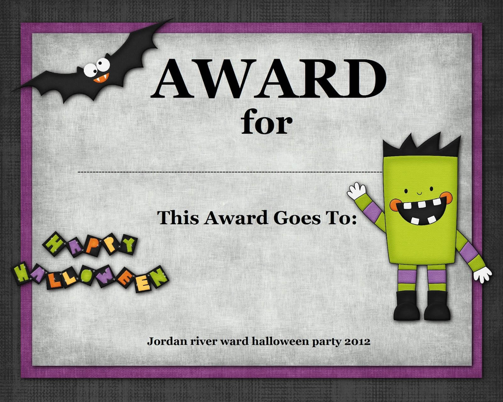 Halloween Costume Award In 2019 | Halloween Costume Awards With Regard To Halloween Certificate Template