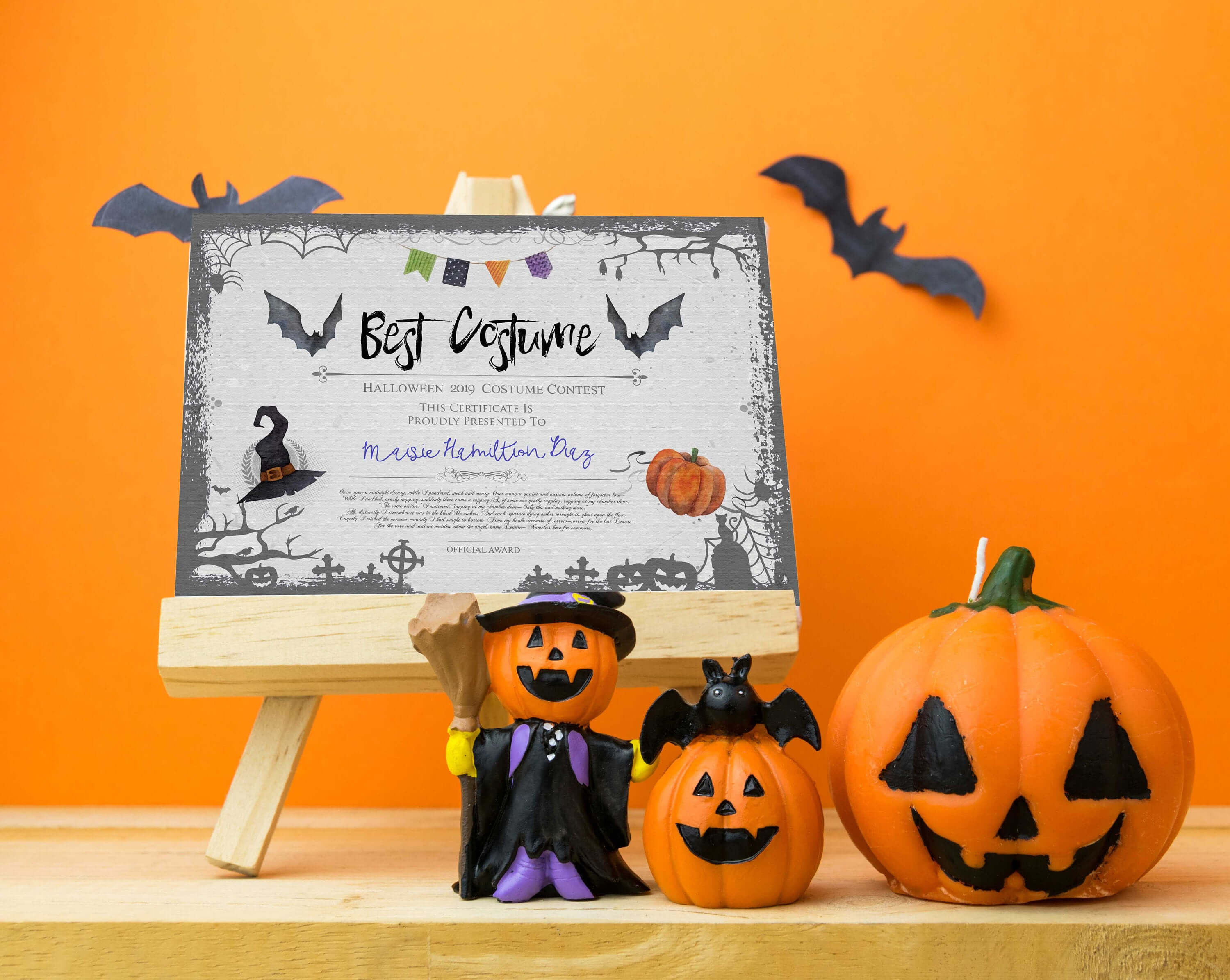 Halloween Party, Best Costume Contest, Printable Certificate, Cosplay,  Fancy Dress Competition, Instant Download, Award Template, Vote Card With Halloween Costume Certificate Template