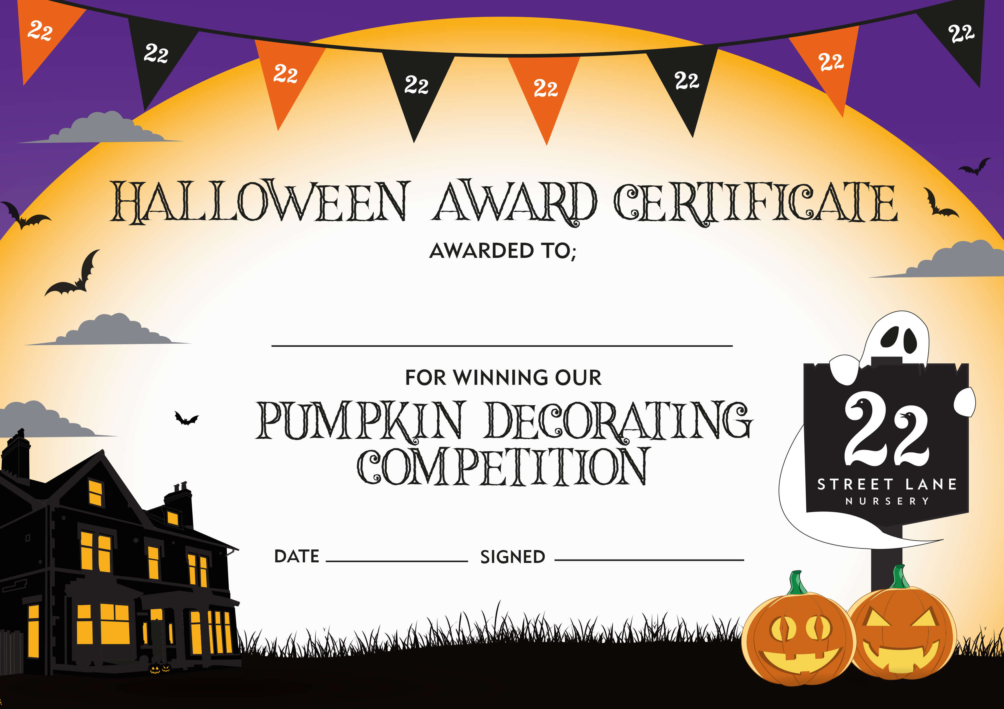 Halloween Pumpkin Decorating Competition Certificate For Halloween Certificate Template