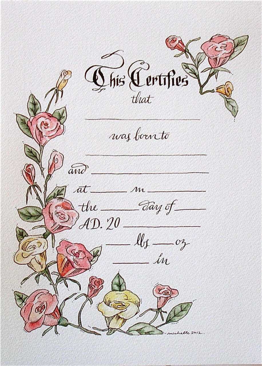 Hand Drawn & Painted Birth Certificate (Perfect For A Little With Birth Certificate Fake Template