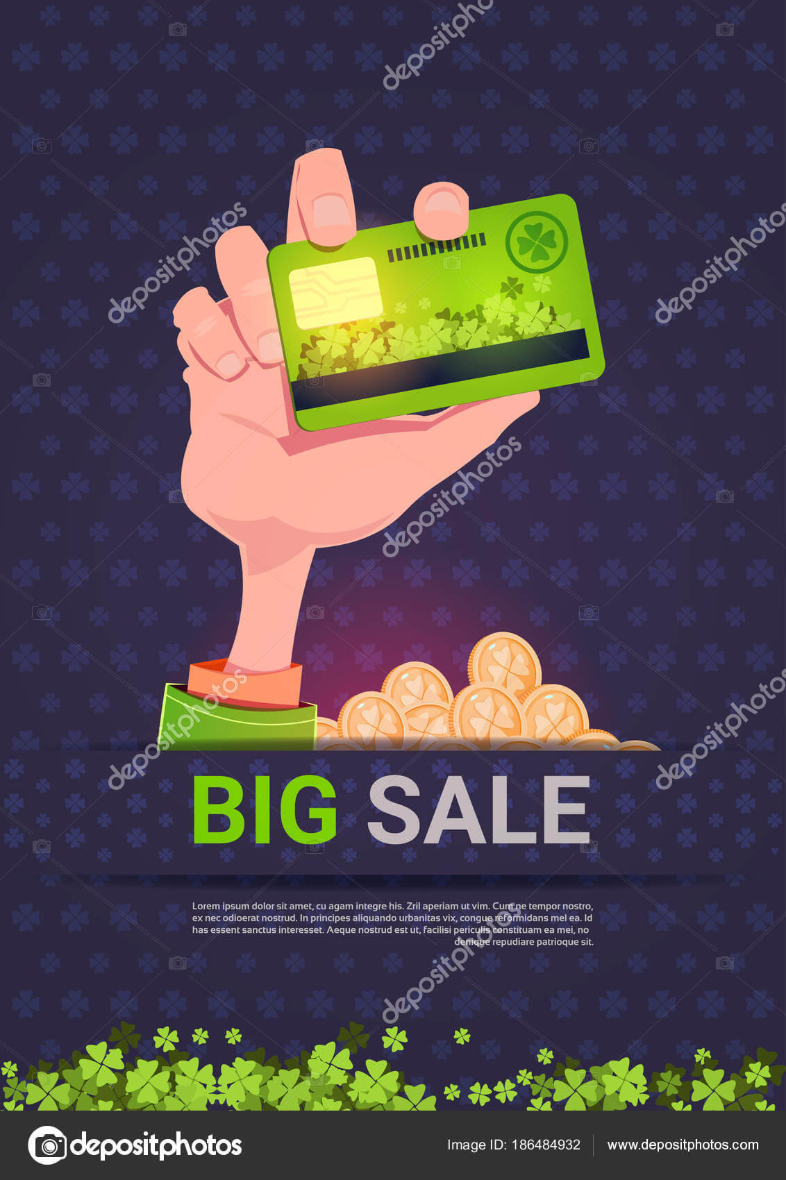 Hand Holding Credit Card Over Big Sale St. Patrick Day In Credit Card Templates For Sale