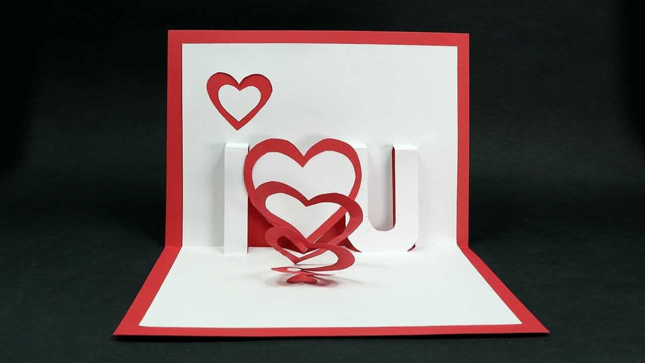 Handmade Valentine's Day Card – Diy 'i Love You' Pop Up Heart Love Card  Tutorial In I Love You Pop Up Card Template