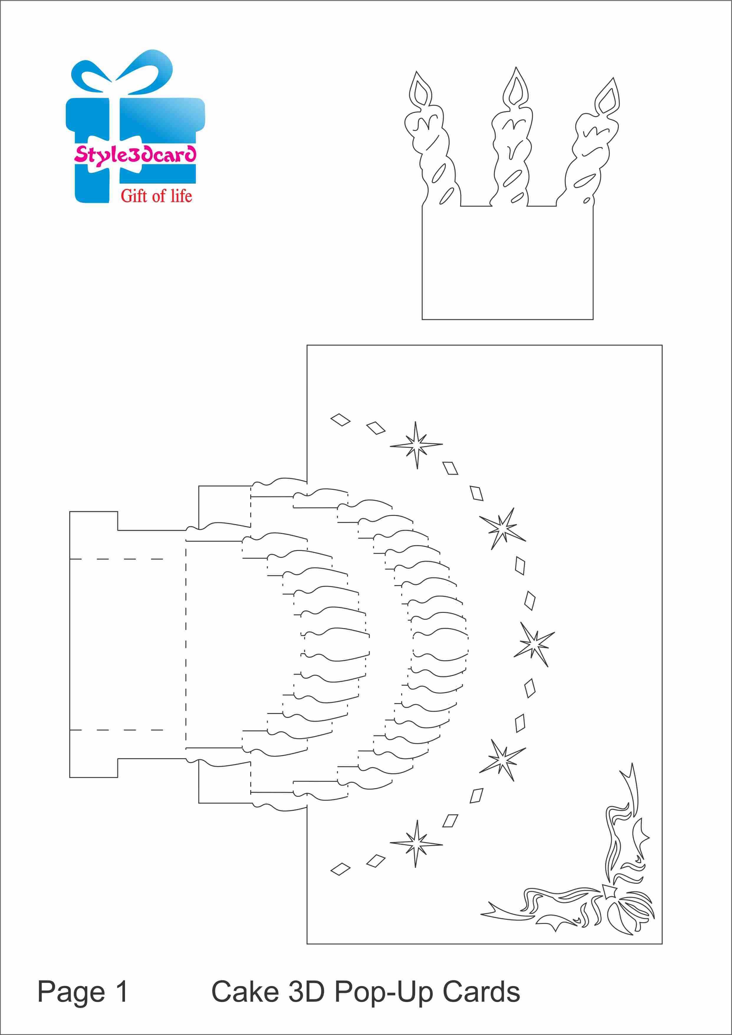 Happy Birthday Cake 3D Pop Up Greeting Card/ Kirigami Pertaining To Free Printable Pop Up Card Templates