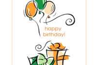 Happy Birthday Card (With Balloons, Quarter-Fold) throughout Quarter Fold Birthday Card Template