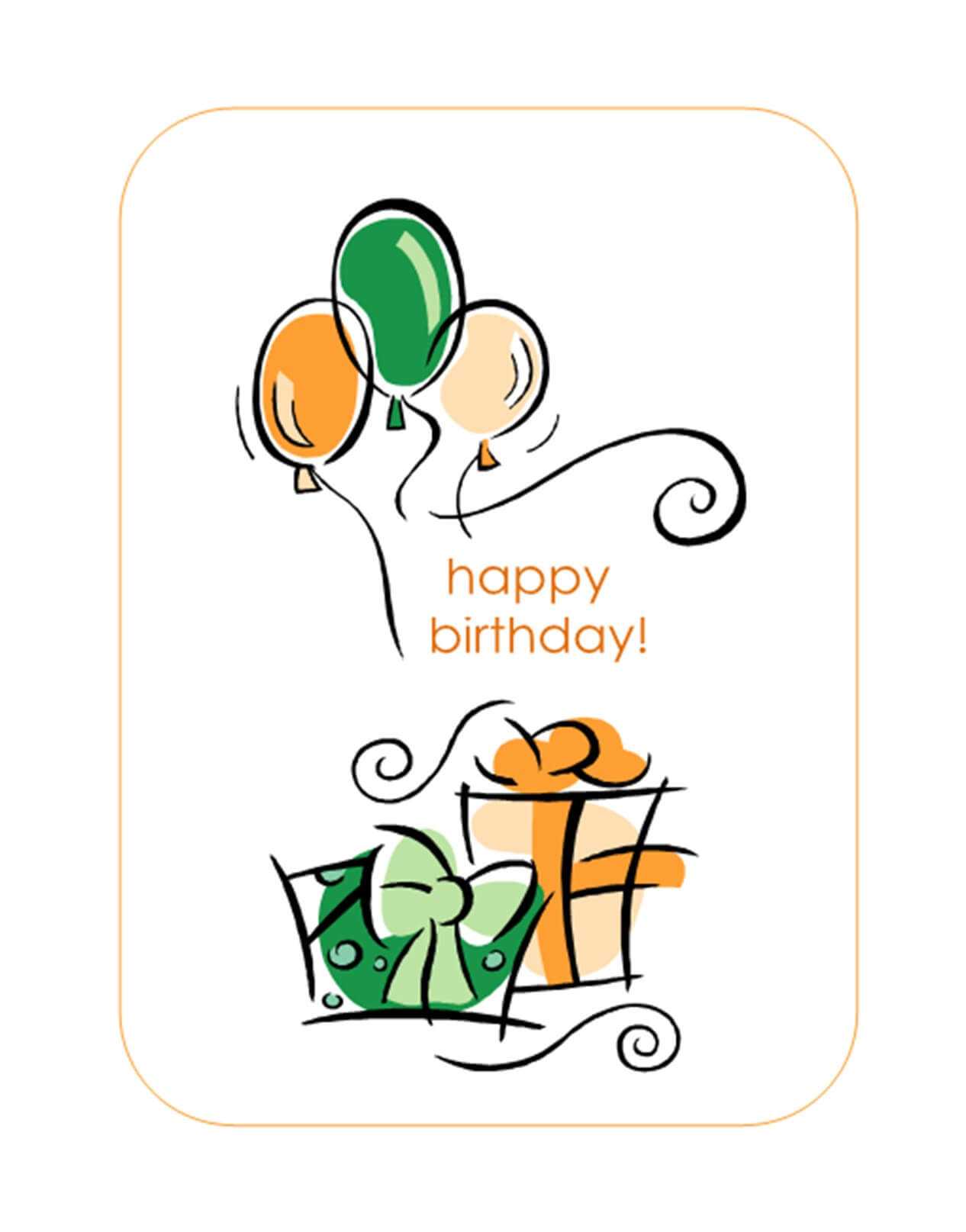 Happy Birthday Card (With Balloons, Quarter Fold) Throughout Quarter Fold Birthday Card Template