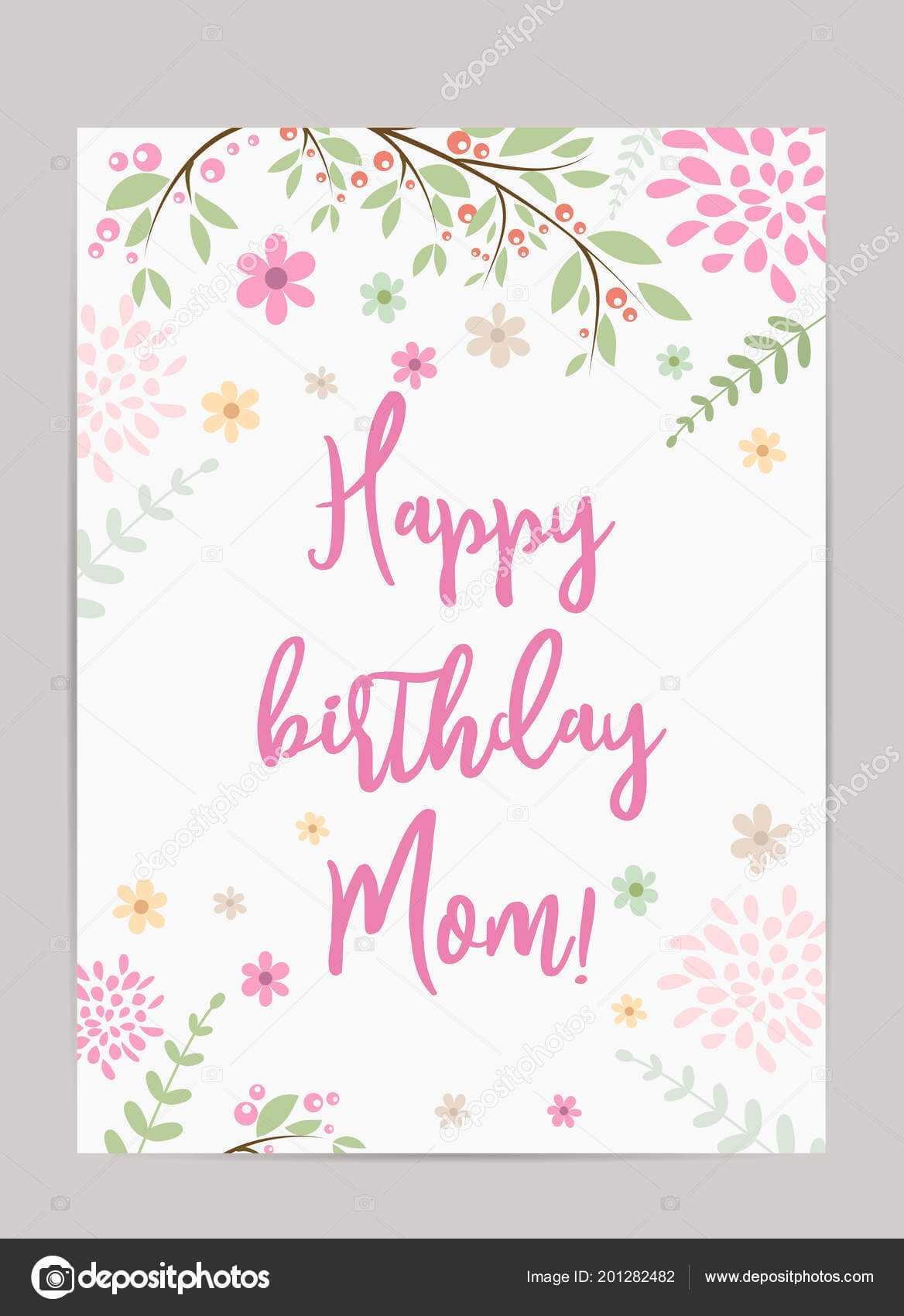 Happy Birthday Mom Template | Happy Birthday Mom Holiday In Mom Birthday Card Template