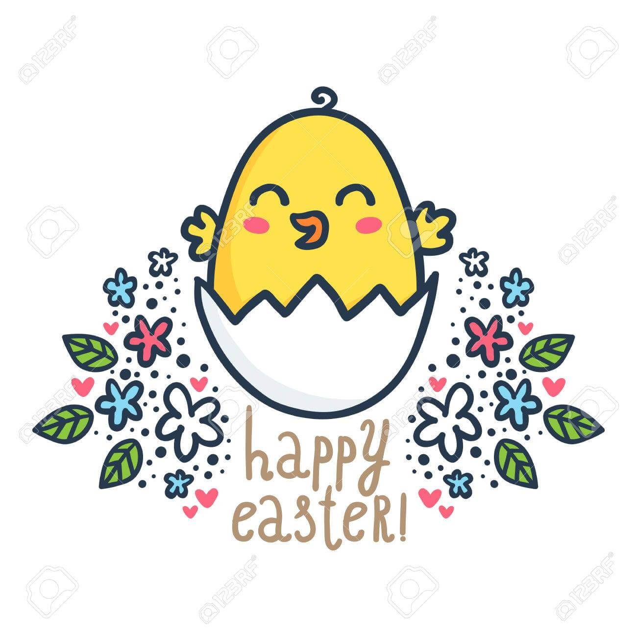 Happy Chick – Vector Easter Greeting Card Design Template With.. For Easter Chick Card Template