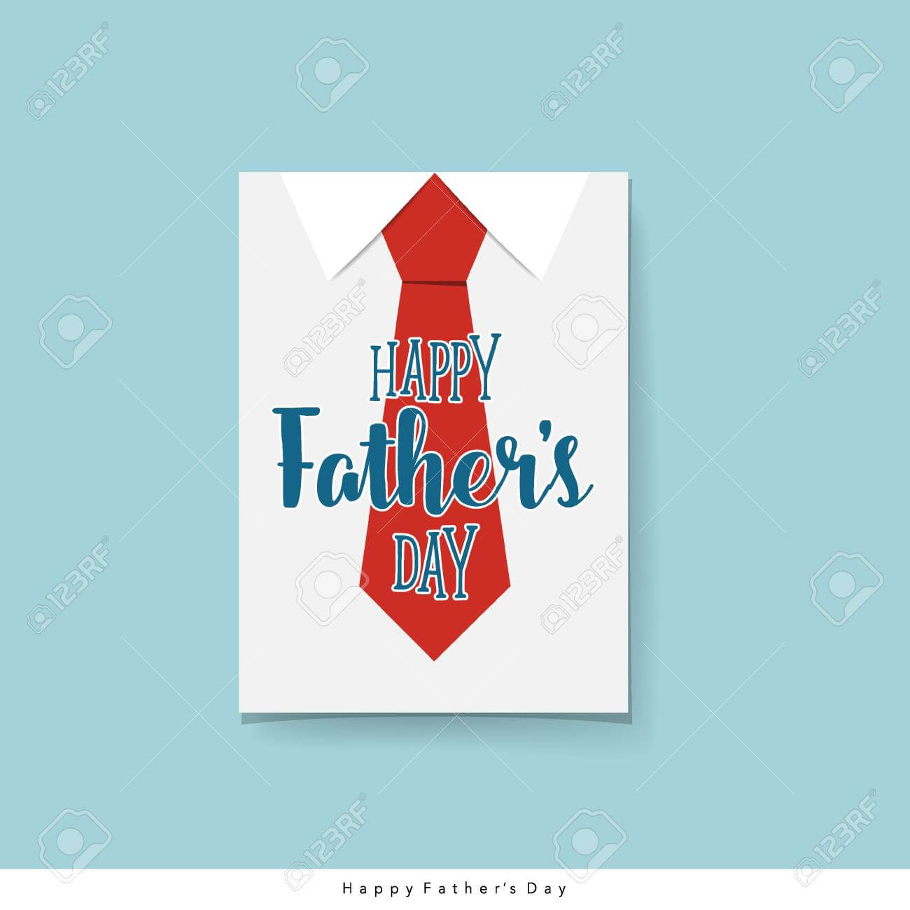 Happy Fathers Day Card Design With Big Tie. Vector Illustration. Intended For Fathers Day Card Template