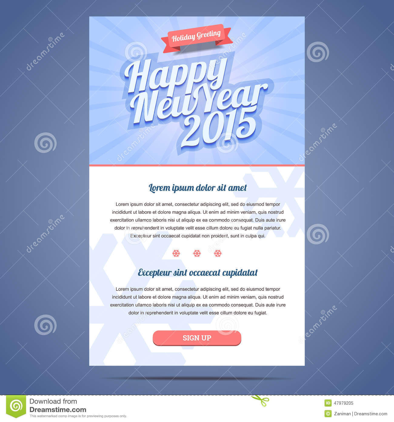 Happy New Year Holiday Greeting Email Template Stock Vector With Regard To Holiday Card Email Template