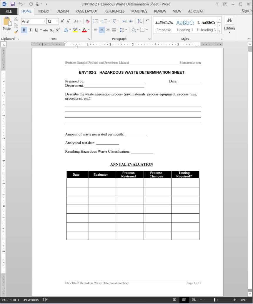 Hazardous Waste Determination Worksheet Template | Env102 2 Pertaining To Threat Assessment Report Template