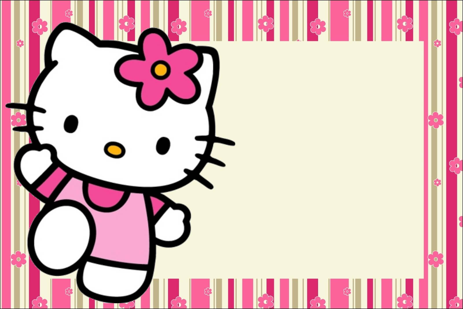 Hello Kitty With Flowers: Free Printable Invitations. – Oh For Hello Kitty Birthday Card Template Free