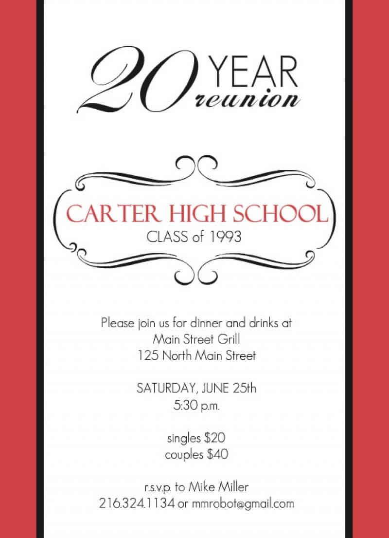 High School Class Reunion X Invitation Card Reunion Regarding Reunion Invitation Card Templates