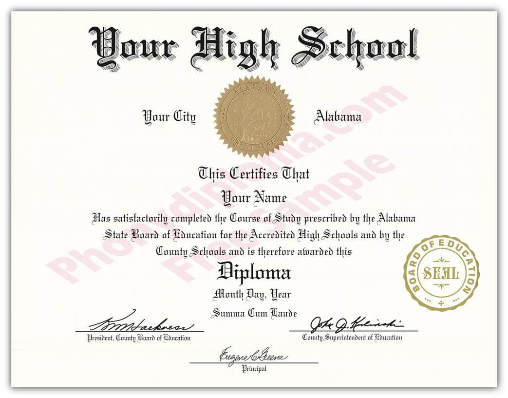 High School Fake Diplomas, Fake High School Degrees And Throughout Fake Diploma Certificate Template