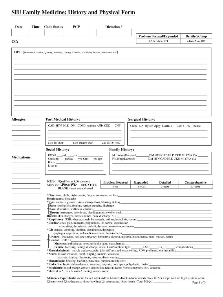 History And Physical Template – Fill Online, Printable For History And Physical Template Word