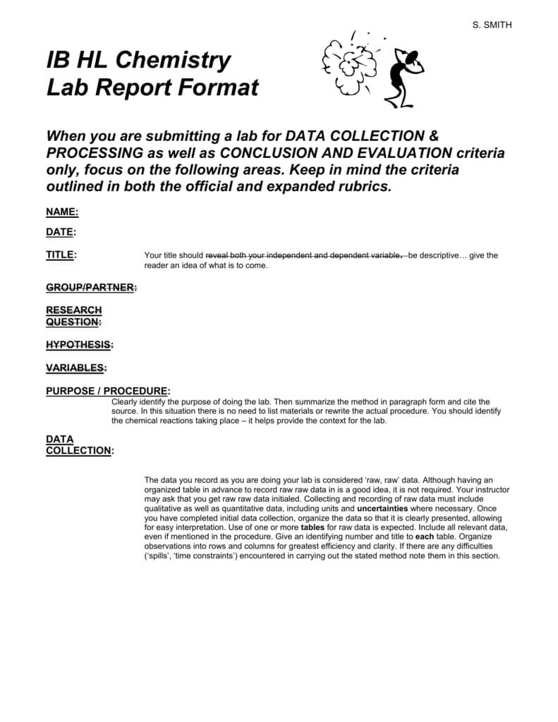 Hl Chemistry Lab Report Format Pertaining To Lab Report Template Chemistry