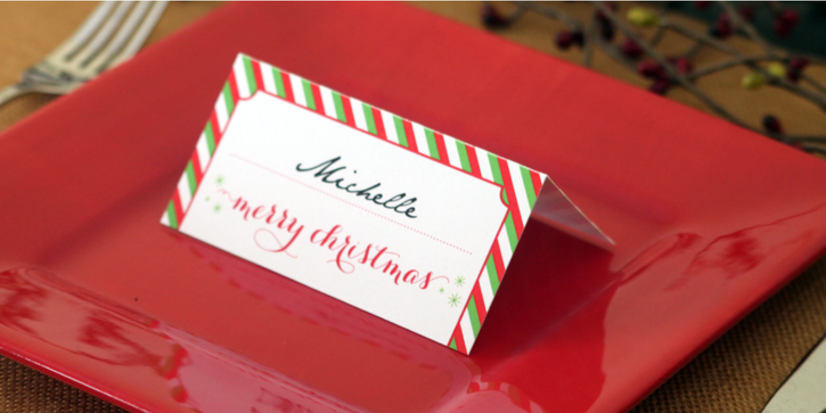 Holiday Place Card Diy Printable For Christmas Table Place Cards Template