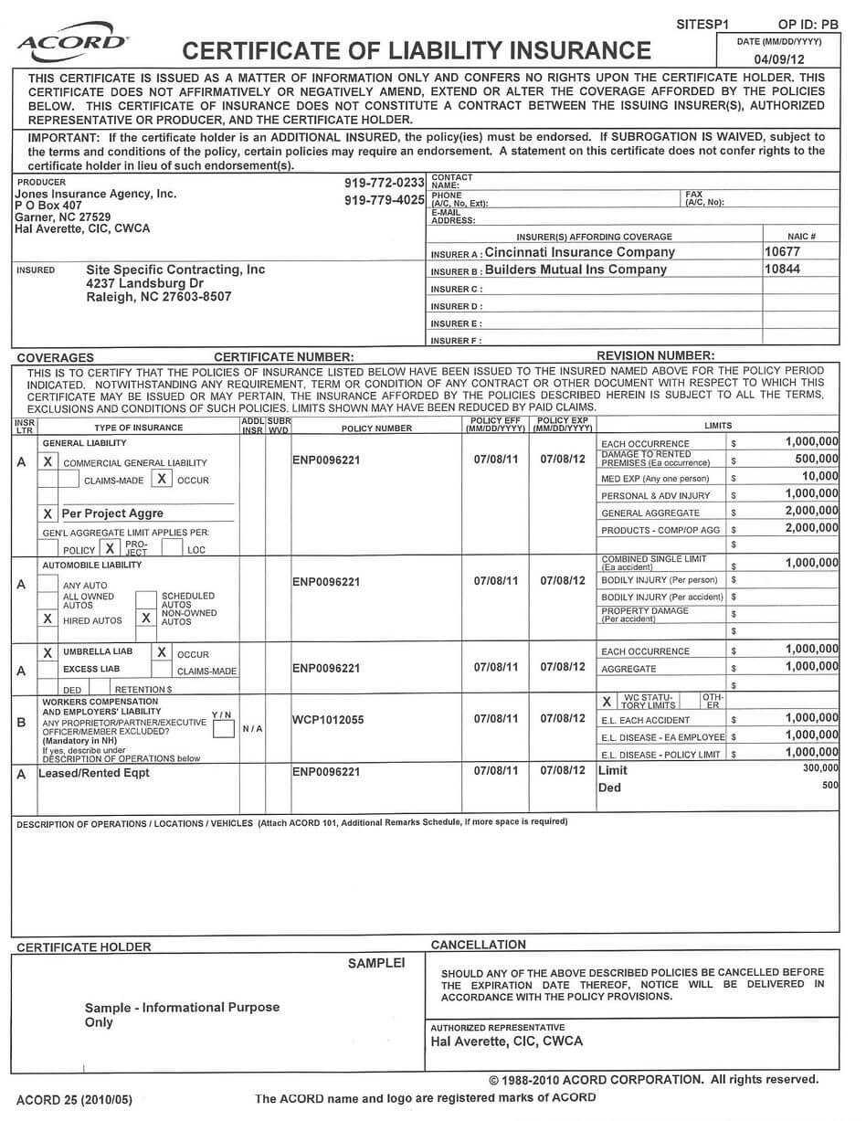 Home Images Sample Of Insurance Certificate Sample Of Within Certificate Of Insurance Template