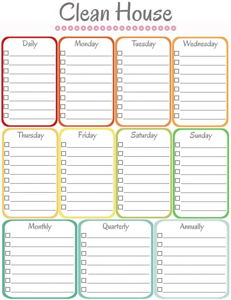 Home Management Binder – Cleaning Schedule | Cleaning Pertaining To Blank Cleaning Schedule Template