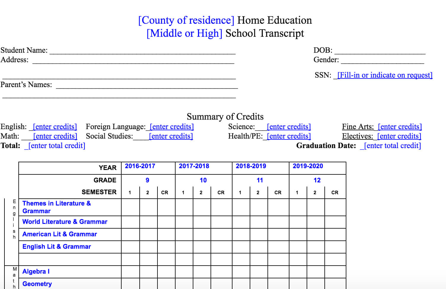 Homeschool Transcript Services And Report Cards Now In Homeschool Report Card Template