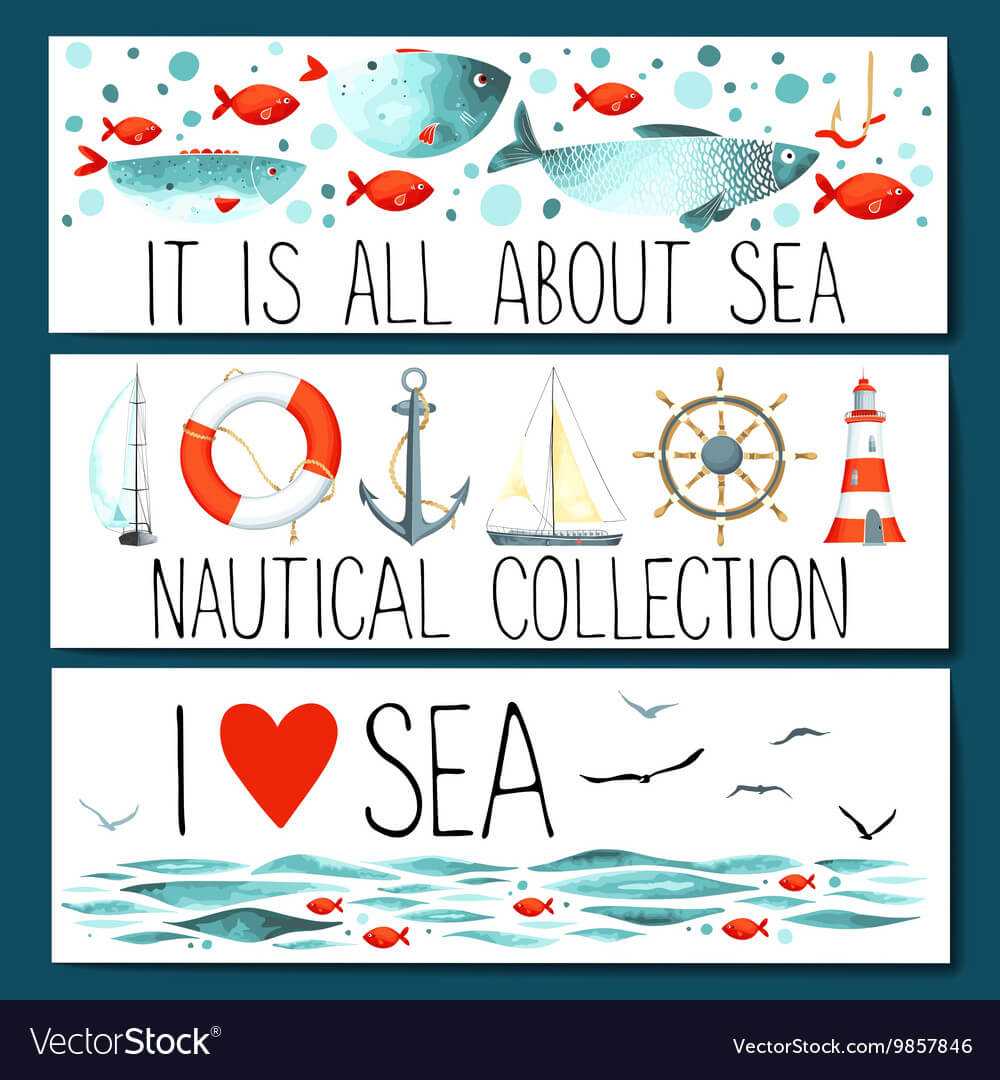 Horizontal Banner Templates With Nautical Elements Intended For Nautical Banner Template