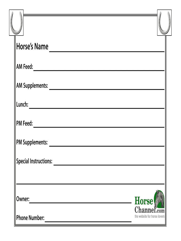 Horse Stall Cards Templates - Fill Online, Printable For Horse Stall Card Template