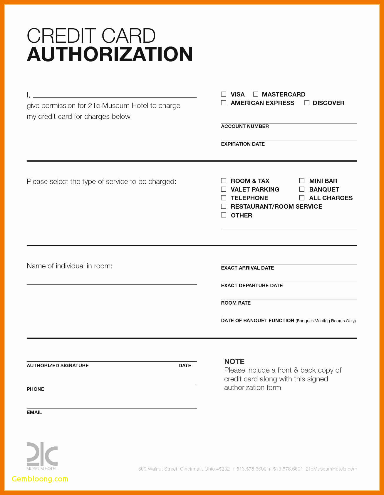 Hotel Credit Card Authorization Form Template Elegant With Regard To Hotel Credit Card Authorization Form Template