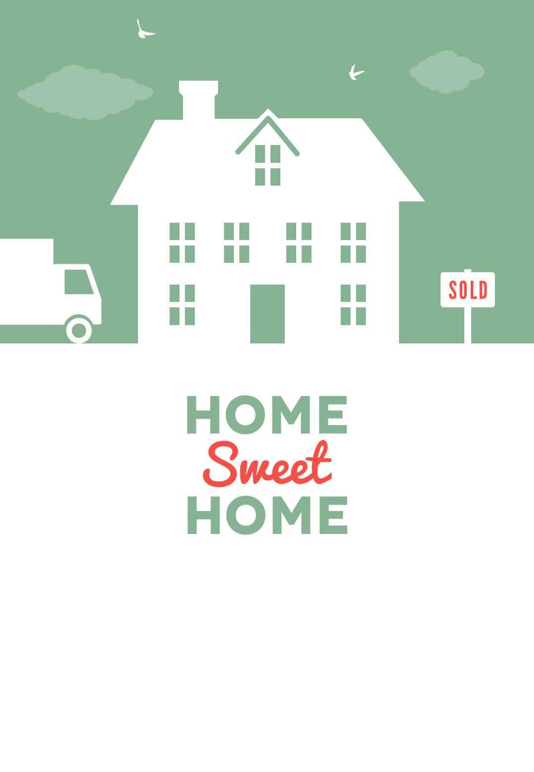 House And Birds – Free Printable Moving Announcement Inside Moving Home Cards Template