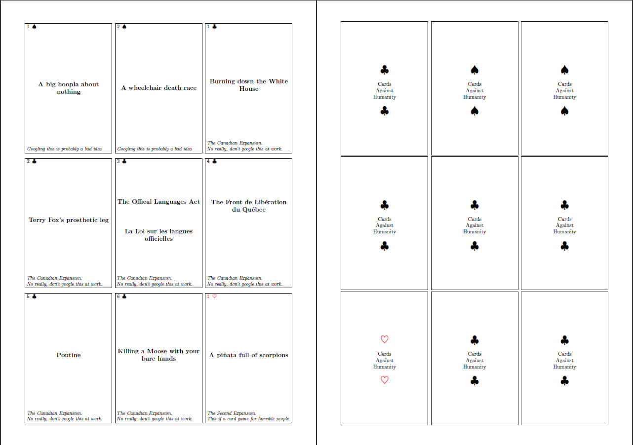 How Do I Put Card Backs On My Cards? – Tex – Latex Stack With Cards Against Humanity Template