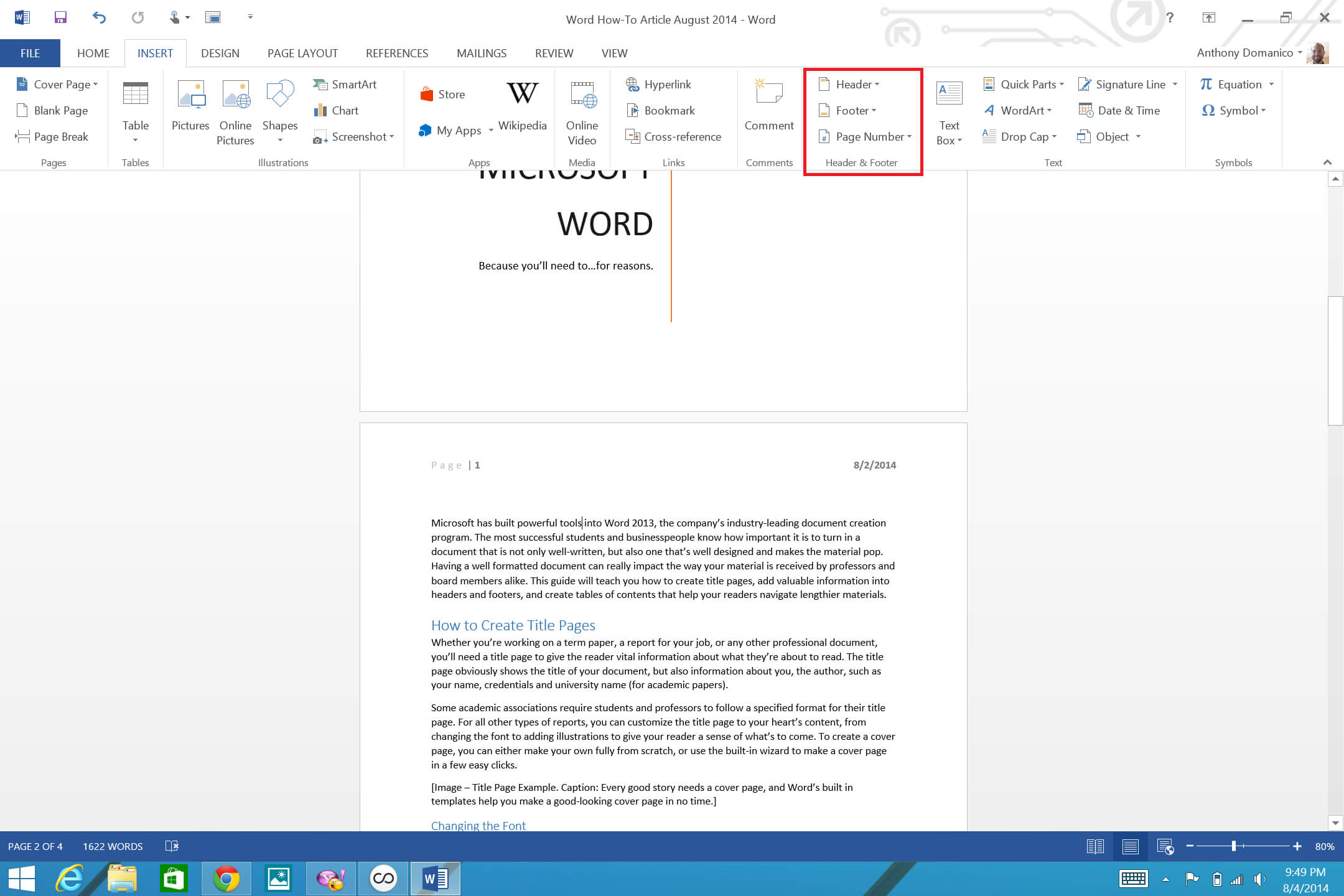 How To Add Page Numbers And A Table Of Contents To Word In Contents Page Word Template
