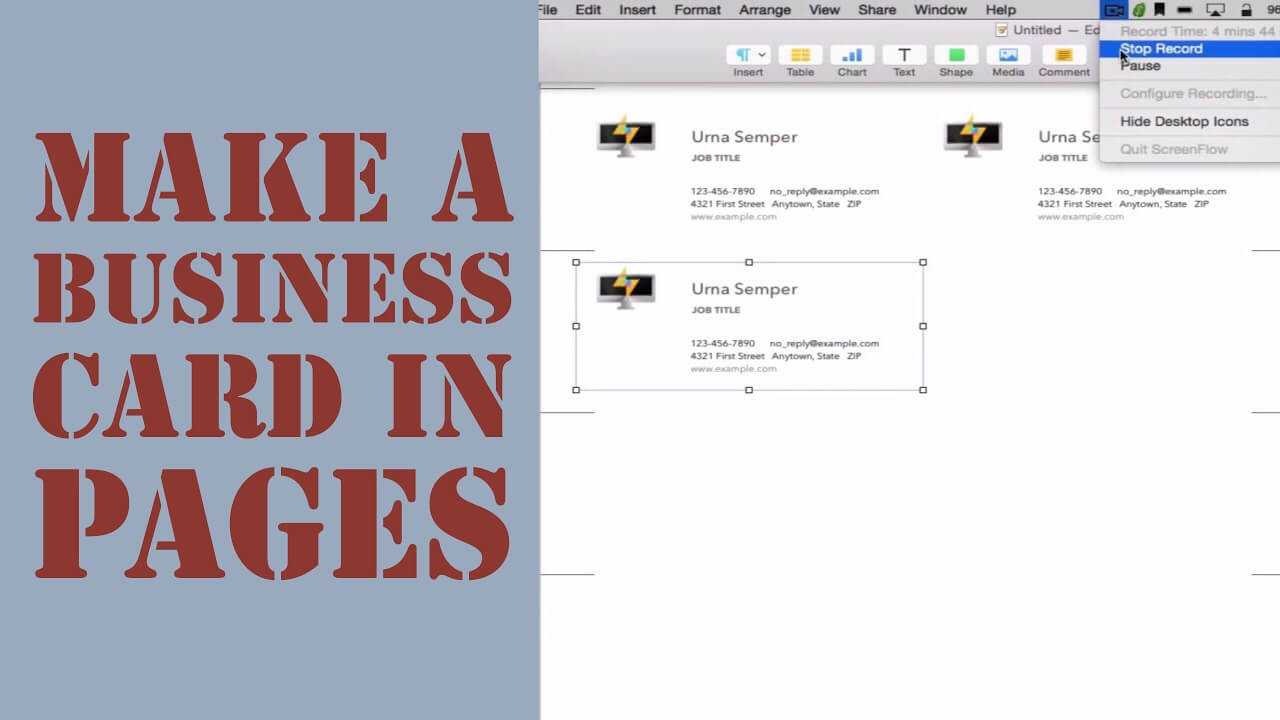 How To Create A Business Card In Pages For Mac (2014) Inside Pages Business Card Template