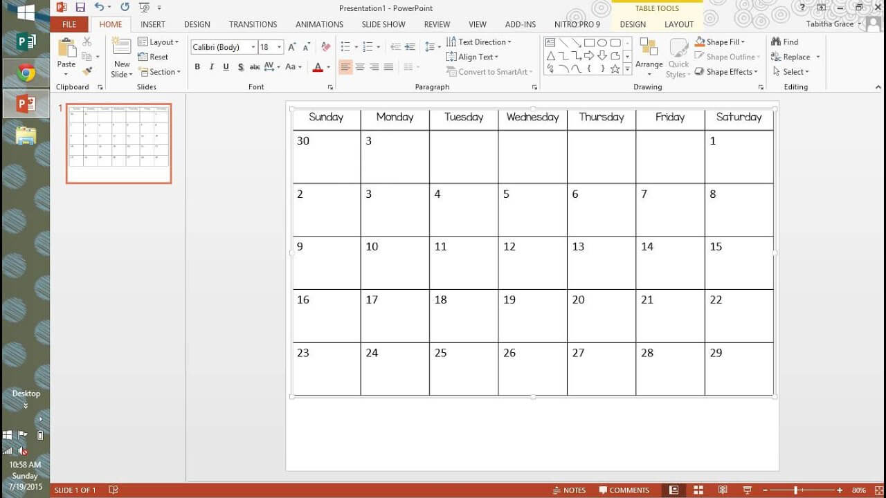 How To Create A Calendar In Powerpoint Throughout Microsoft Powerpoint Calendar Template