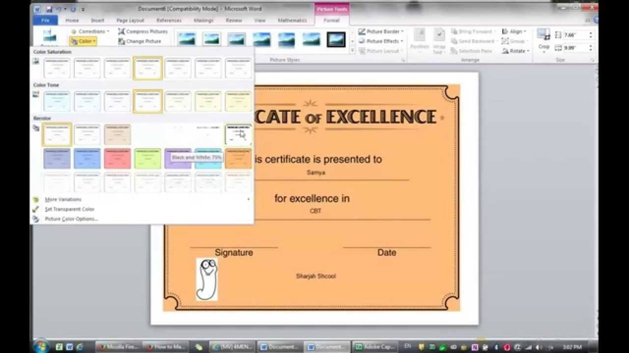 How To Create A Certificate Template In Word 2010 Inside Word 2013 Certificate Template
