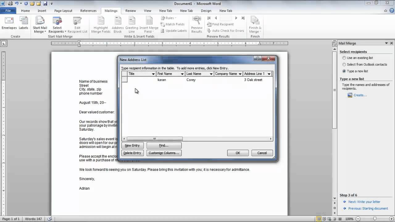 How To Create A Mail Merge In Microsoft Word 2010 Regarding How To Create A Mail Merge Template In Word 2010