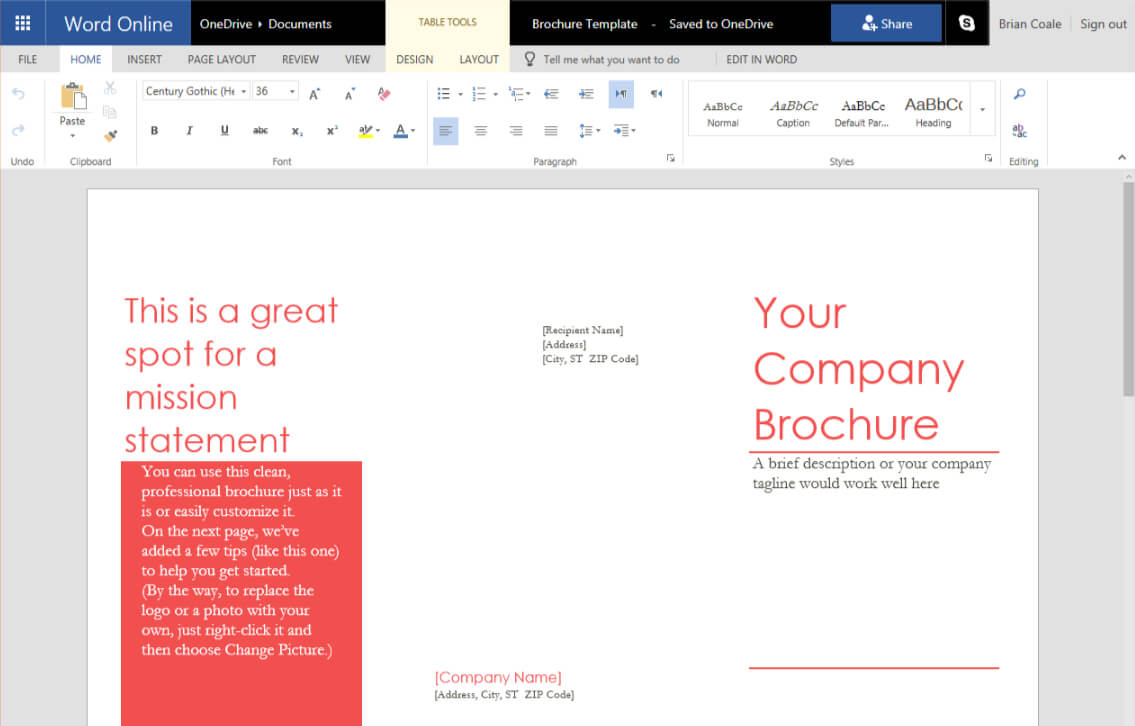 How To Create A Trifold Brochure In Word Online Within Ms Word Brochure Template