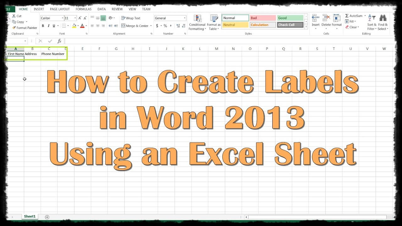 How To Create Labels In Word 2013 Using An Excel Sheet Pertaining To Microsoft Word Sticker Label Template