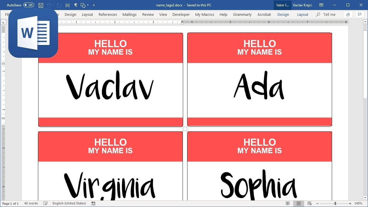 How To Create Name Tags (Badges) In Microsoft Word (Tutorial) With Regard To Name Tag Template Word 2010