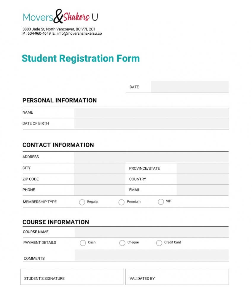 How To Customize A Registration Form Template Using In Product Line Card Template Word