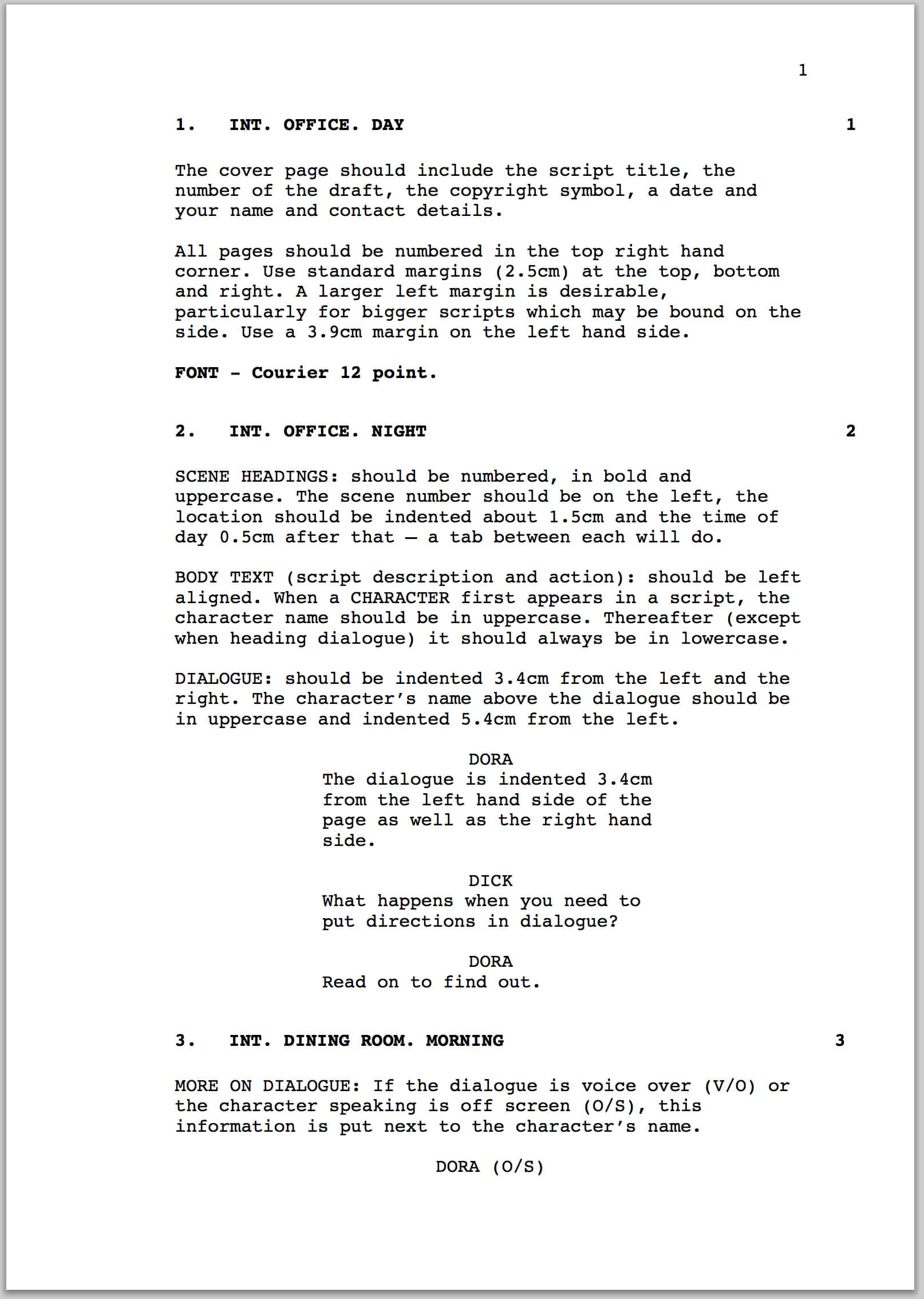 How To Format A Screenplay | Australian Writers' Centre Blog Intended For Shooting Script Template Word