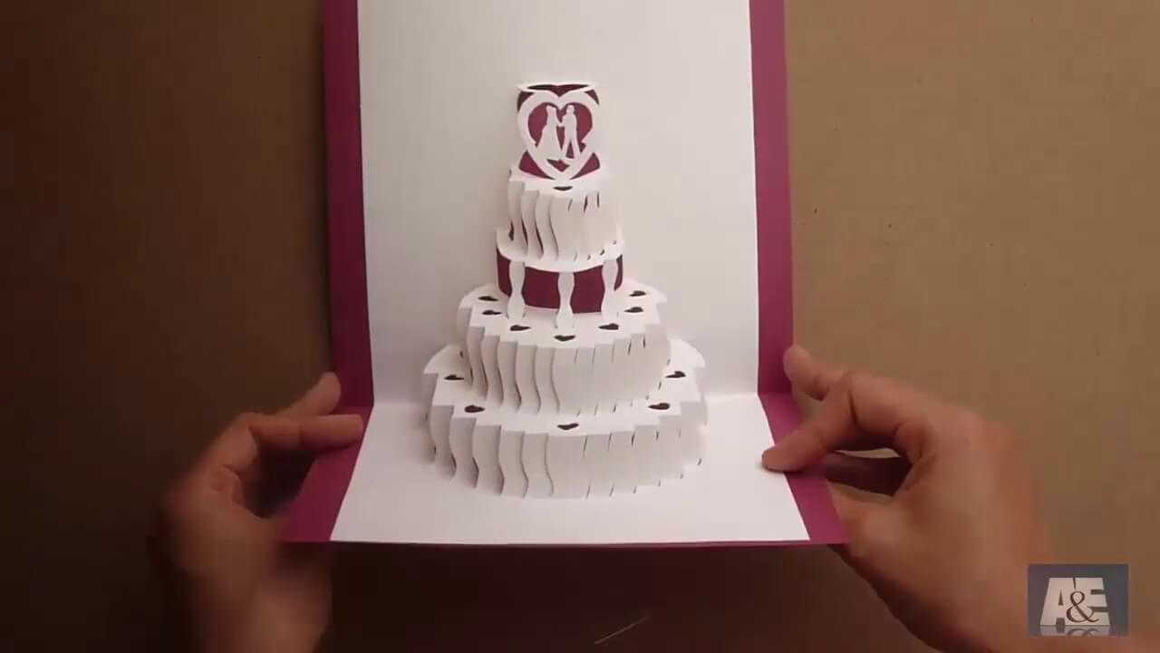 How To Make A Amazing Wedding Cake Pop Up Card Tutorial – Free Template Intended For Pop Up Wedding Card Template Free