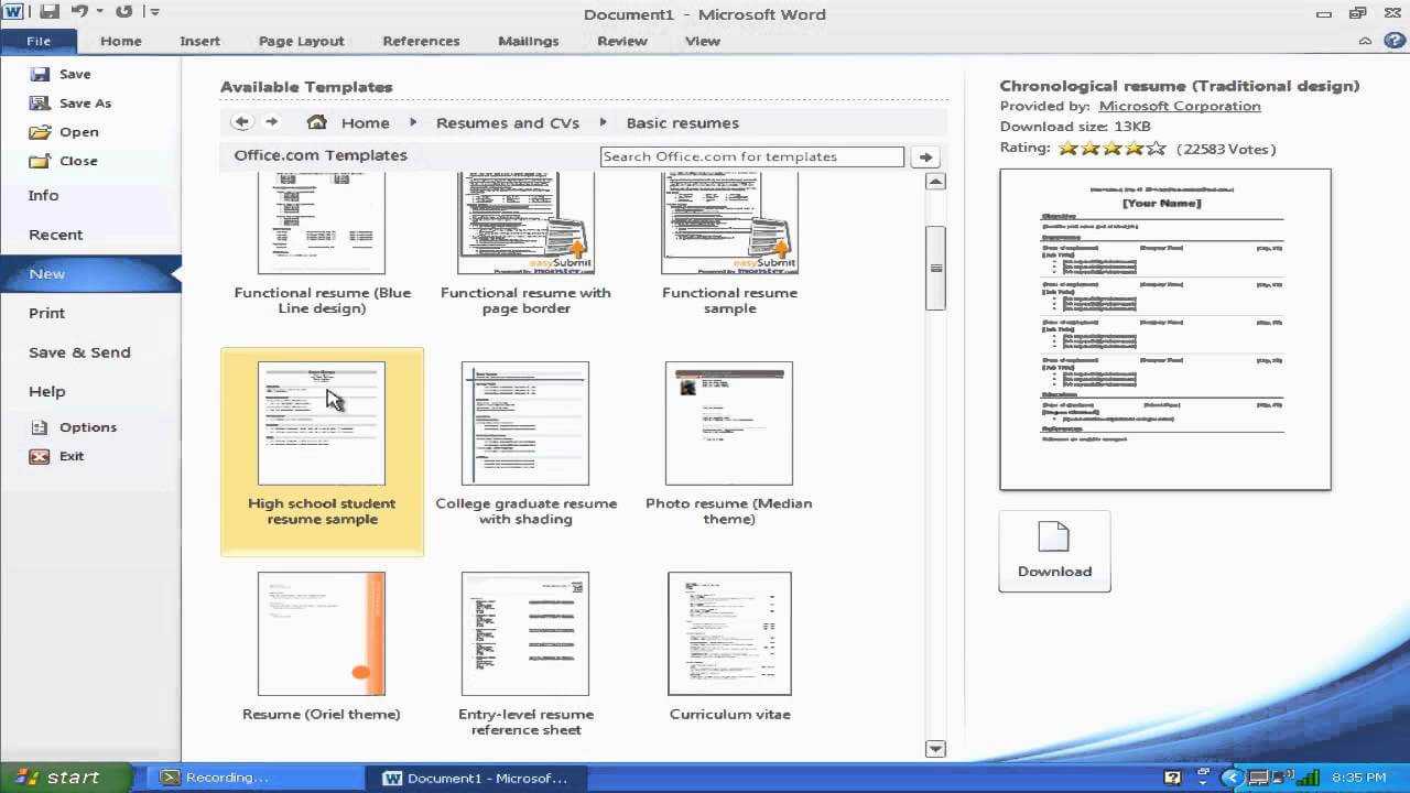 "how To Make A Resume With Microsoft Word 2010" For Word 2010 Template Location