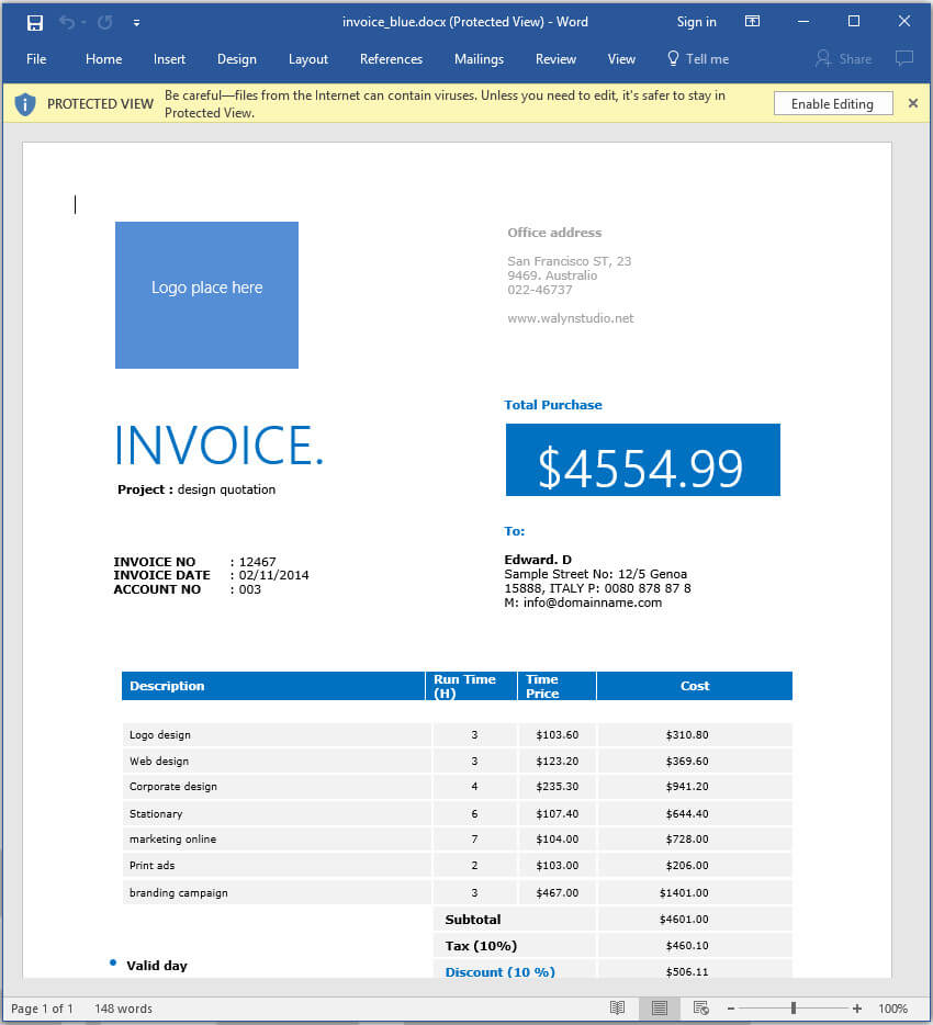 How To Make An Invoice In Word: From A Professional Template For Web Design Invoice Template Word
