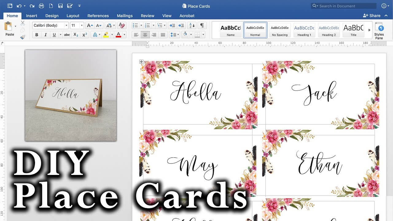 How To Make Diy Place Cards With Mail Merge In Ms Word And Adobe Illustrator For Place Card Size Template