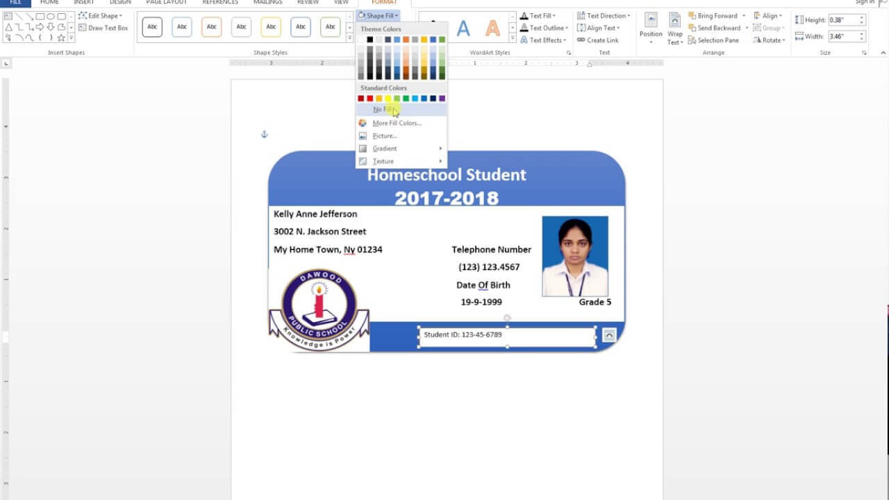 How To Make Id Card Design In Ms Word Urdu Tutorial Intended For Id Badge Template Word