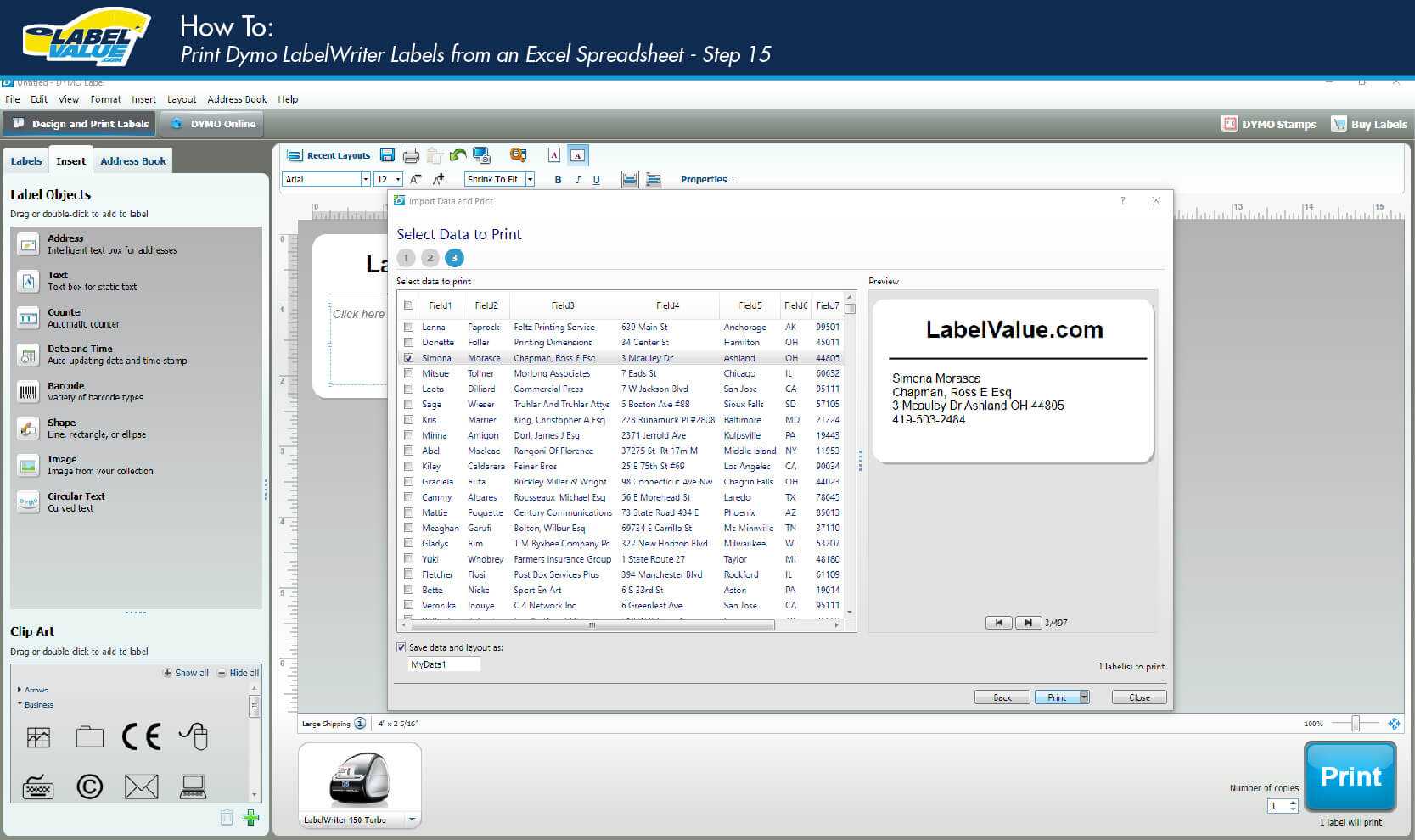 How To Print Labels From An Excel Spreadsheet Using A Dymo For Dymo Label Templates For Word