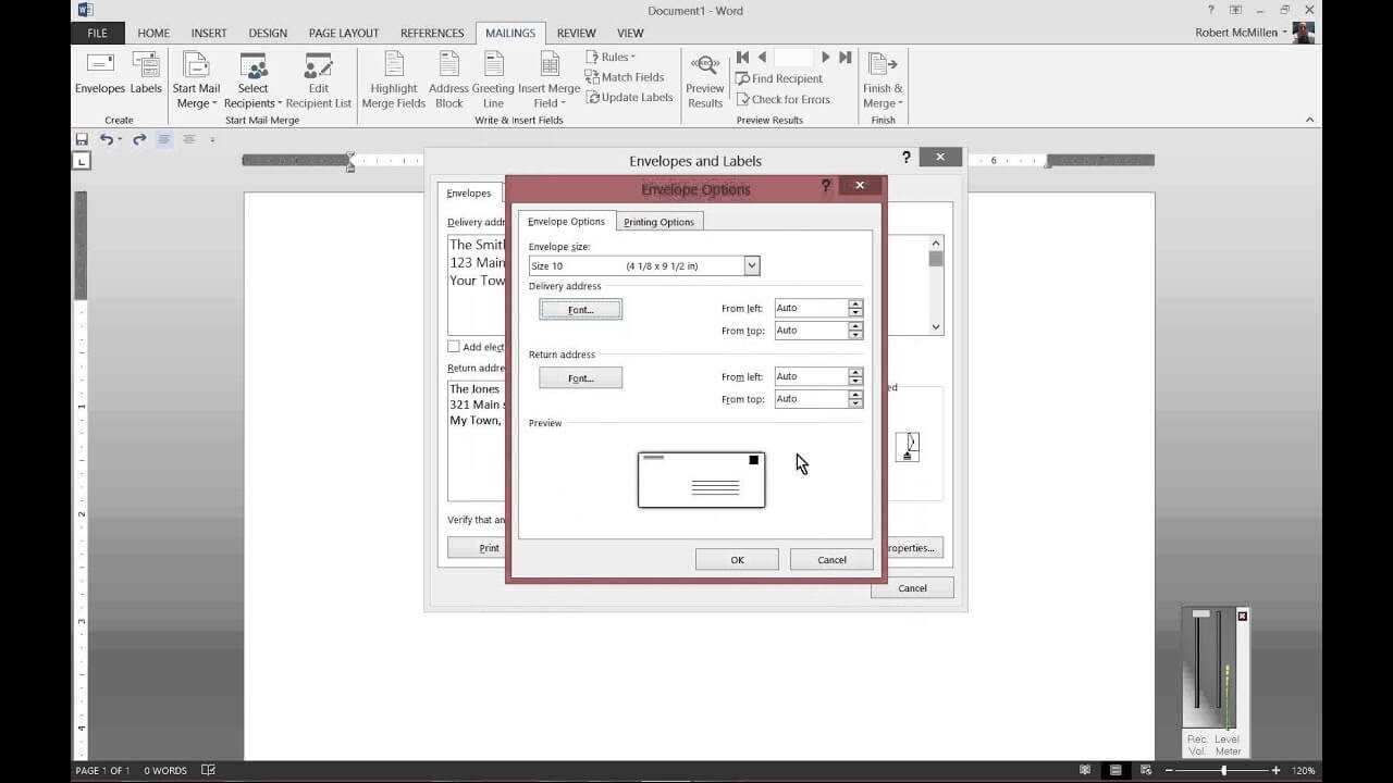 How To Print To Envelopes In Microsoft Word 2013 Pertaining To Word 2013 Envelope Template