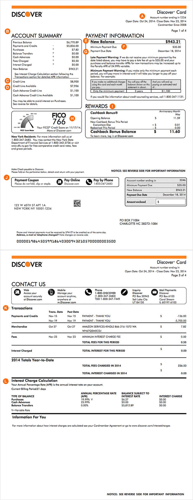 How To Read A Credit Card Statement | Discover With Credit Card Statement Template