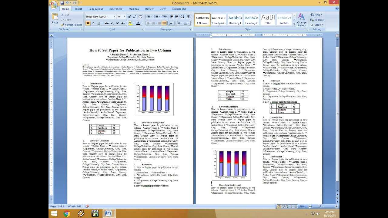 How To Set Two Column Paper For Publication For Scientific Paper Template Word 2010