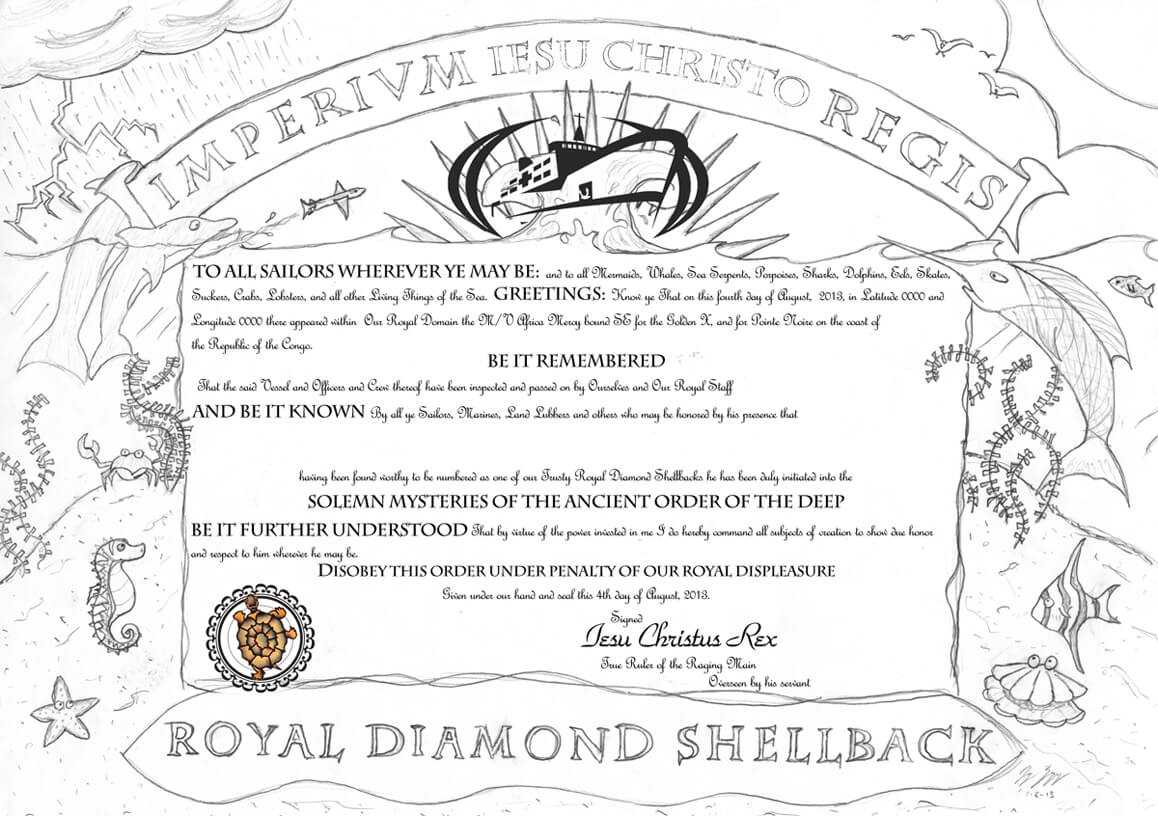 How To Turn Slimy Polliwogs Into Trusty Shellbacks | Jay On In Crossing The Line Certificate Template