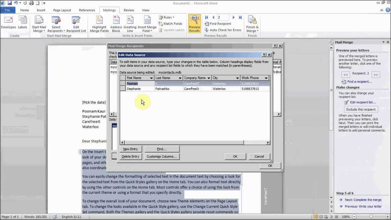 How To Use Mail Merge To Create Letters In Microsoft Word Intended For How To Create A Mail Merge Template In Word 2010